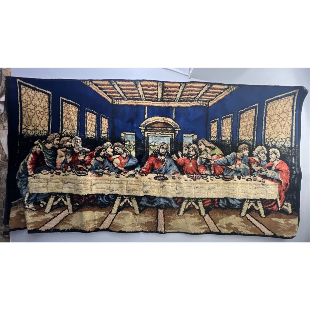 "The Last Supper" Tapestry Wall Hanging Made in Italy 37.5"x19.25"